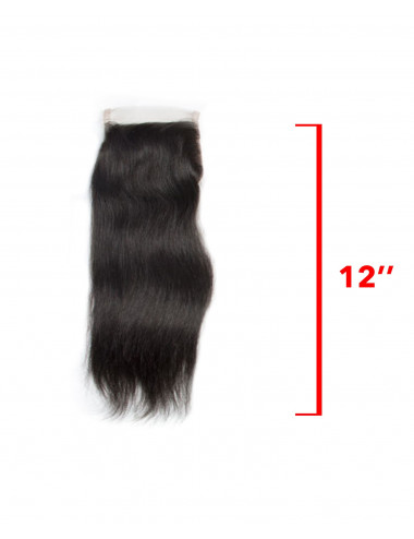 Mèches peruviennes Closure Lisse Sans Raie 12"