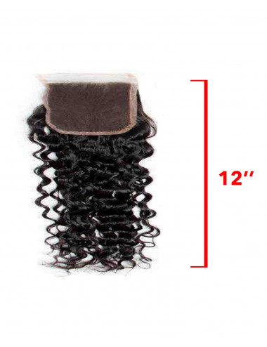 Mèches Brésiliennes Closure bouclées Deep Curly Sans Raie 12"