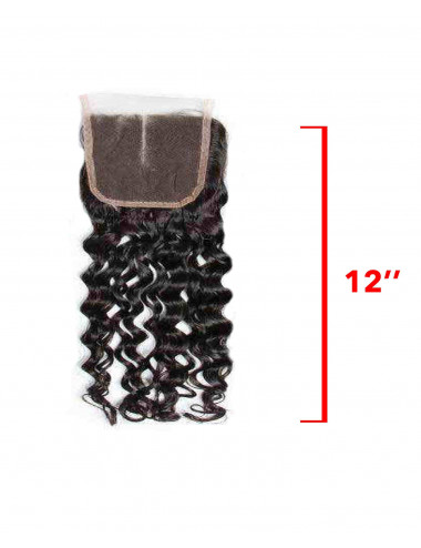 Mèches Brésiliennes Closure bouclées Deep Curly 1 Raie 12"