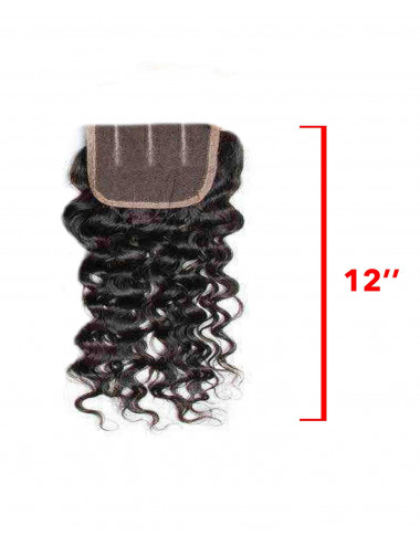 Mèches Brésiliennes Closure bouclées Deep Curly 3 Raies 12"