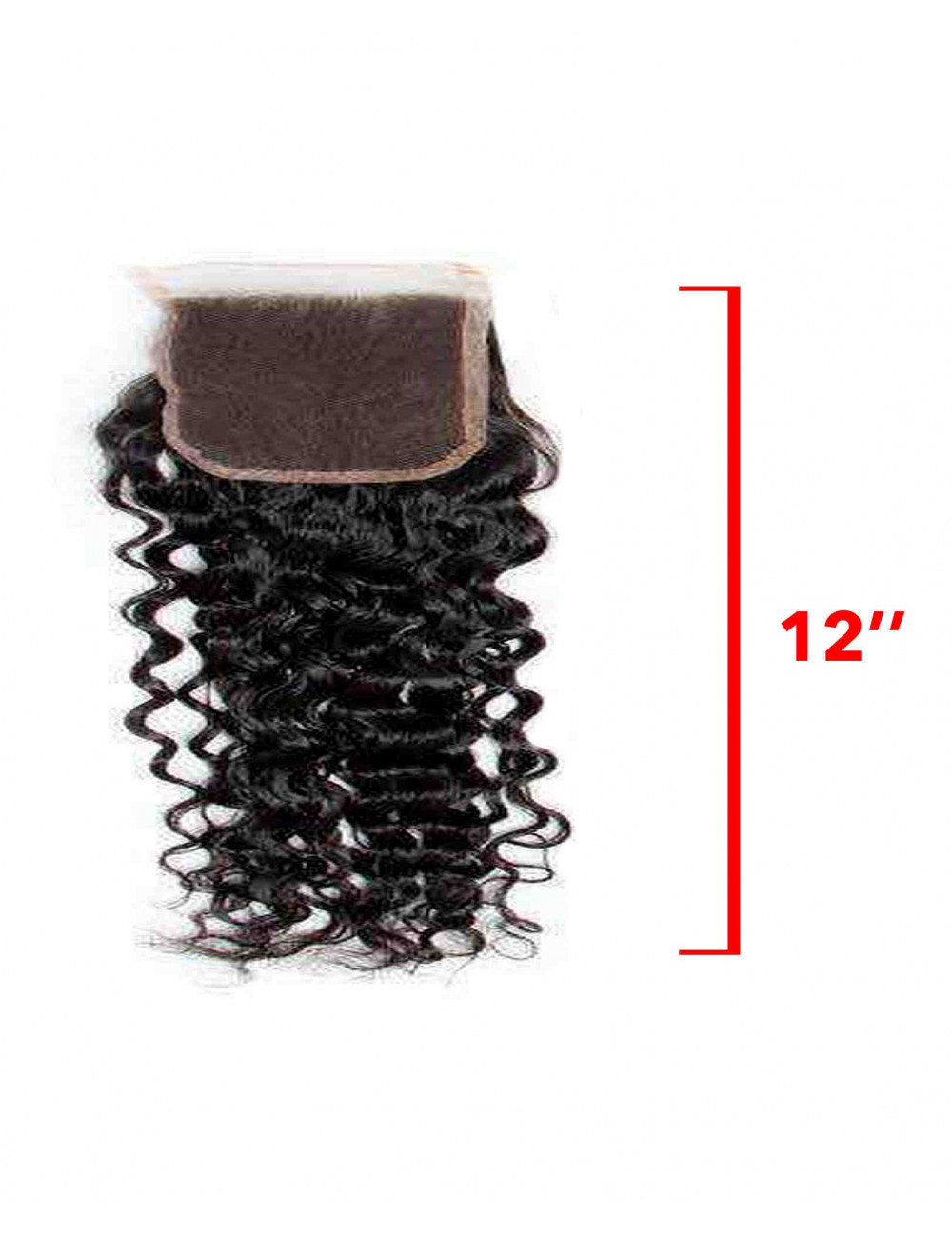 Mèches Indiennes Closure bouclée Deep Curly Sans Raie 12"