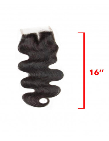 Mèche Brésilienne Closure Ondulée Avec 1 Raie 16"