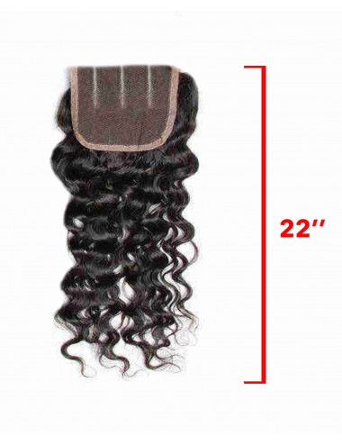 Mèche Malaisienne Closure Bouclée Deep Wave Avec 3 Raie 22"