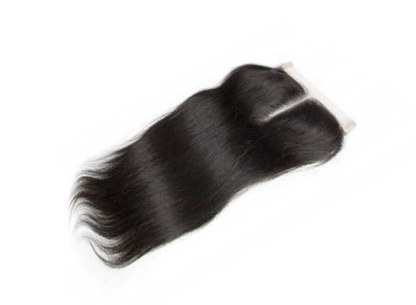 Mèche malaisienne closure ondulée avec 1 raie